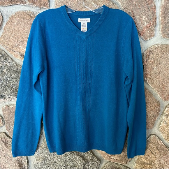 🦚Carroll Reed V neck soft and cozy peacock blue sweater. - Picture 3 of 5